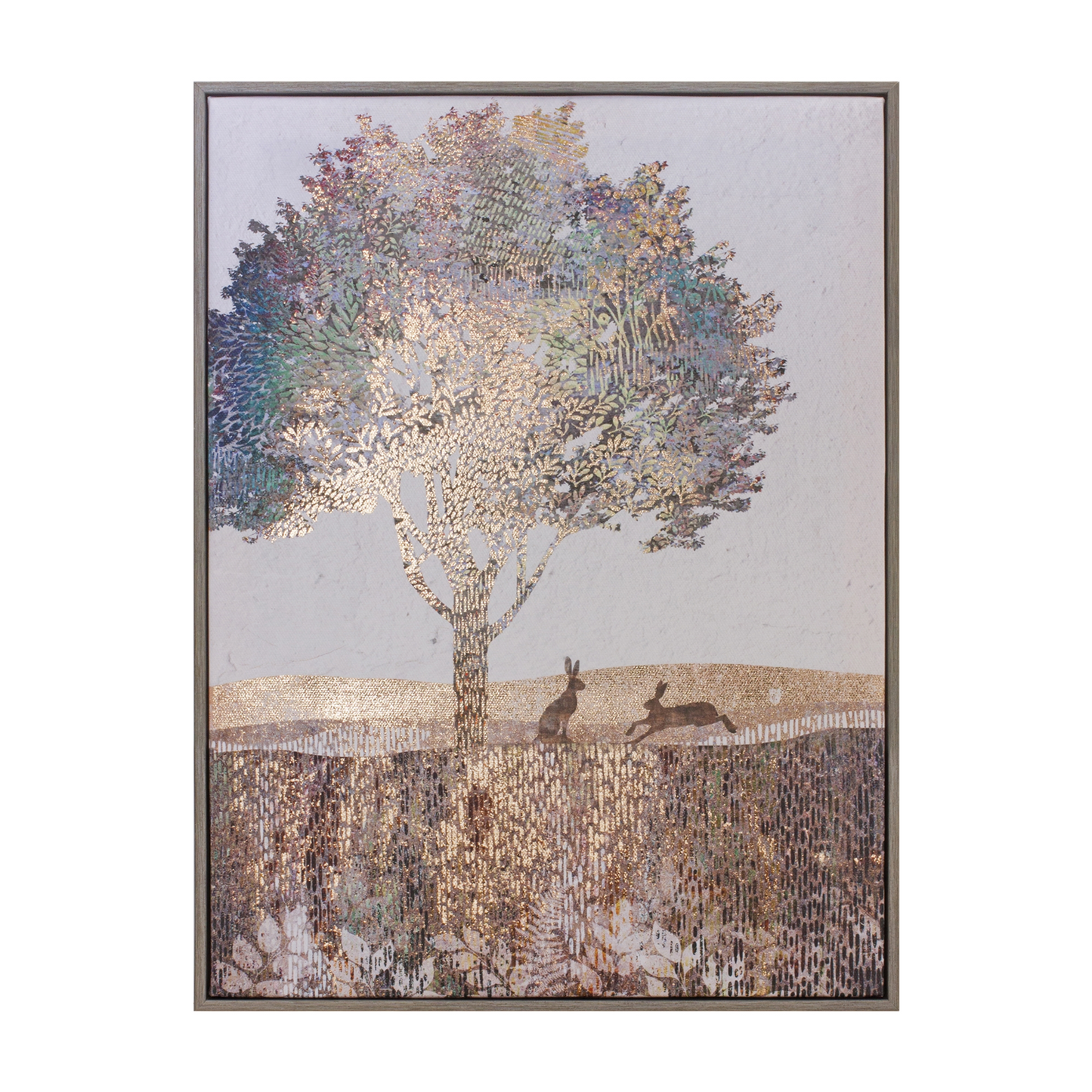 Framed Tree and Rabbit Print 15.5"H -Ship Only