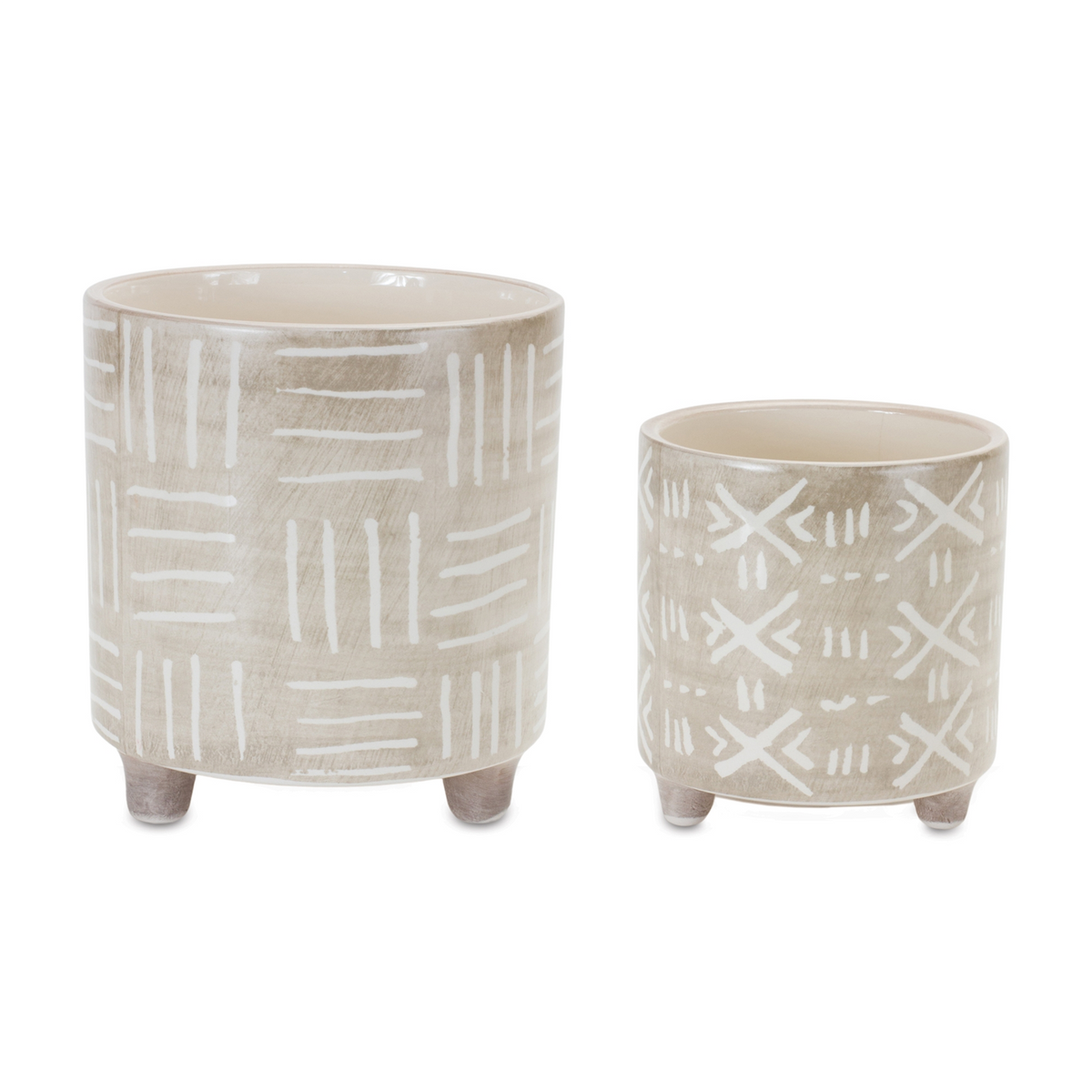 Pot (Set of 2) 4.25"D x 4.5"H, 5.5"D x 6"H Dolomite -Ship Only