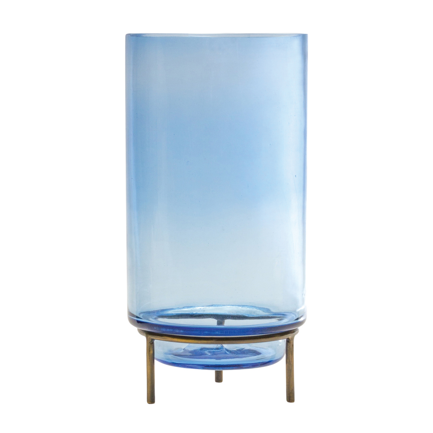 Glass Vase with Metal Stand 10"H -Ship Only