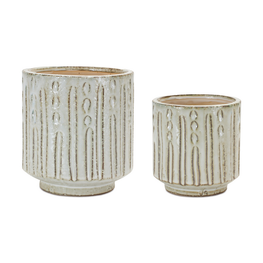 Pot (Set of 2) 5"D x 5.25"H, 6"D x 6.5"H Terra Cotta -Ship Only