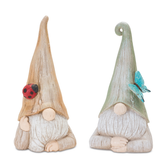 Gnome Statue with Wood Grain Design (Set of 2) -Ship Only