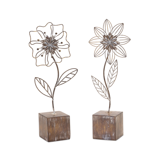 Metal Floral Decor (Set of 2) -Ship Only