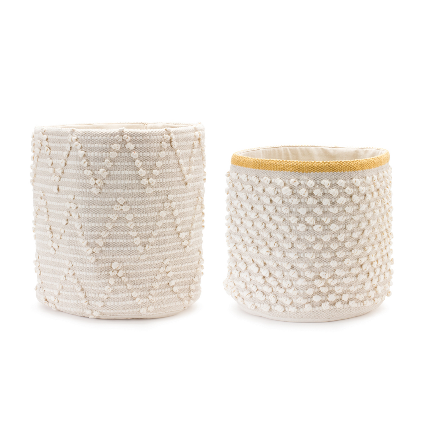 White Woven Cotton Basket (Set of 2) -Ship Only