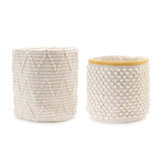 White Woven Cotton Basket (Set of 2) -Ship Only