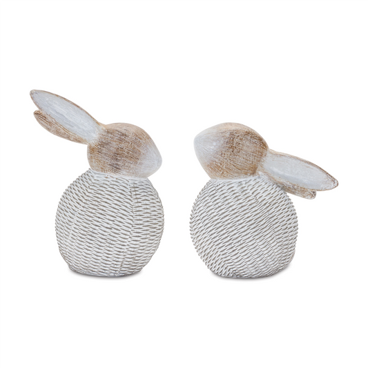 Wicker Bunny Figurine (Set of 2) -Ship Only