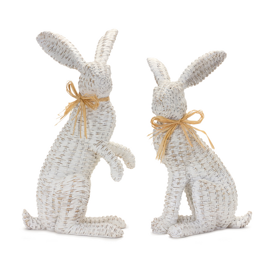 Wicker Rabbit Statue (Set of 2) -Ship Only