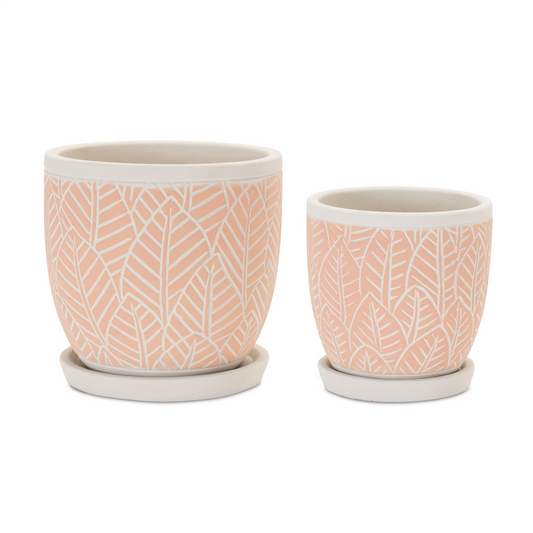 Stone Planter with Plate (Set of 2) -Ship Only