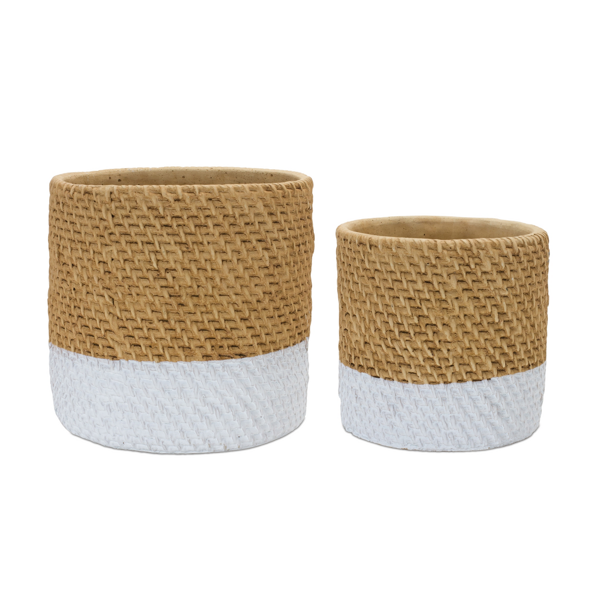 Woven Stone Planter (Set of 2) -Ship Only