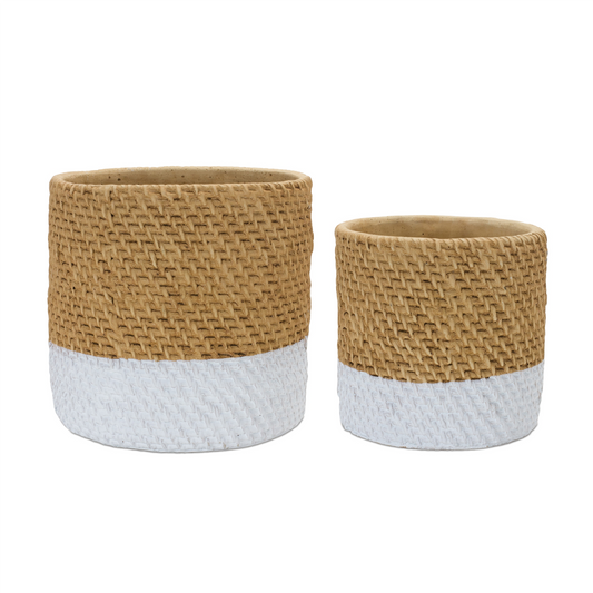 Woven Stone Planter (Set of 2) -Ship Only