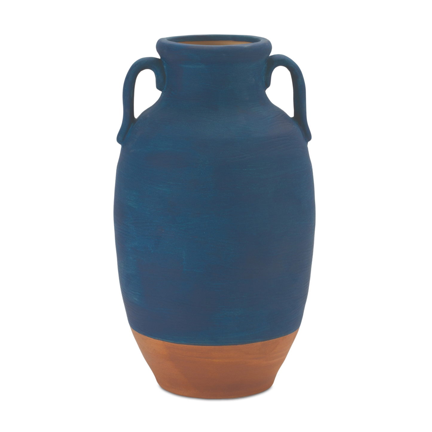 Ceramic Urn Vase with Terra Cotta Accent 10.5"H -Ship Only