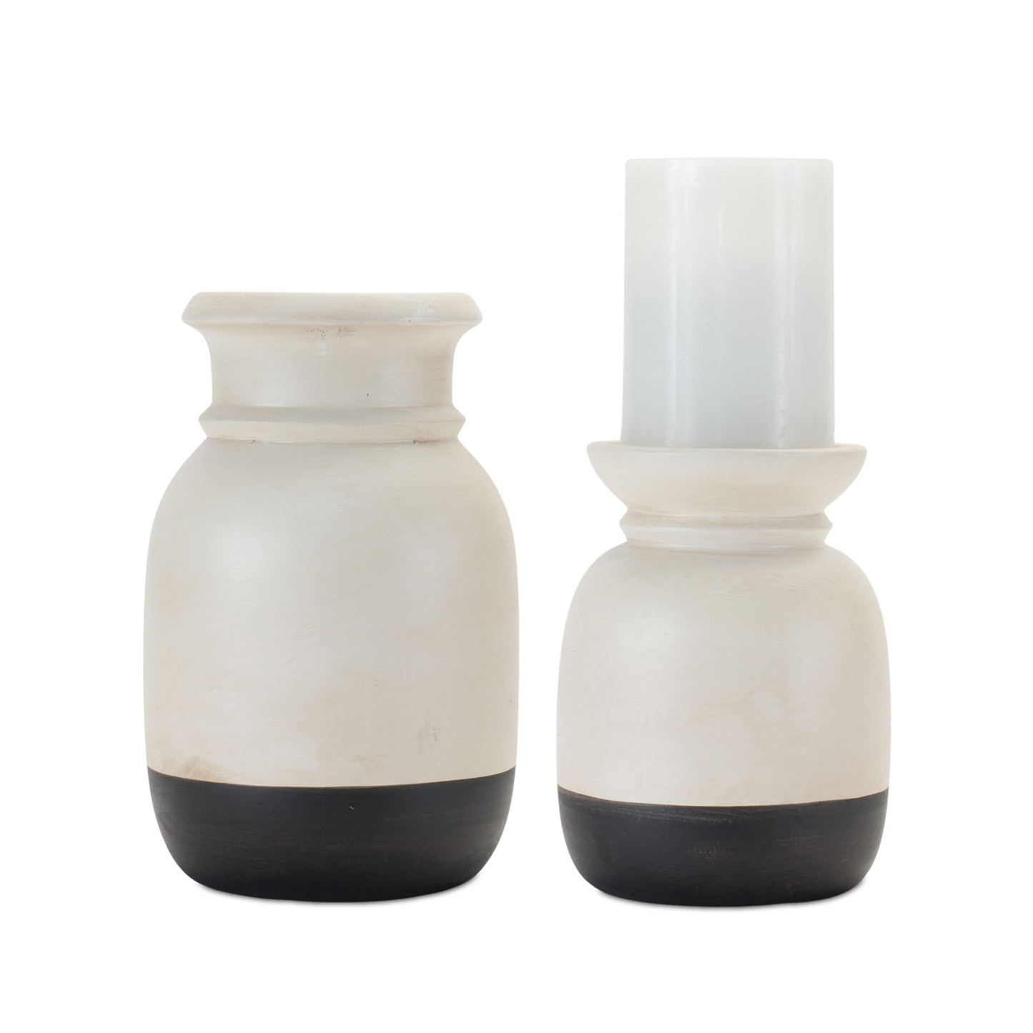 Dual-Tone Ceramic Candle Holder (Set of 2) -Ship Only