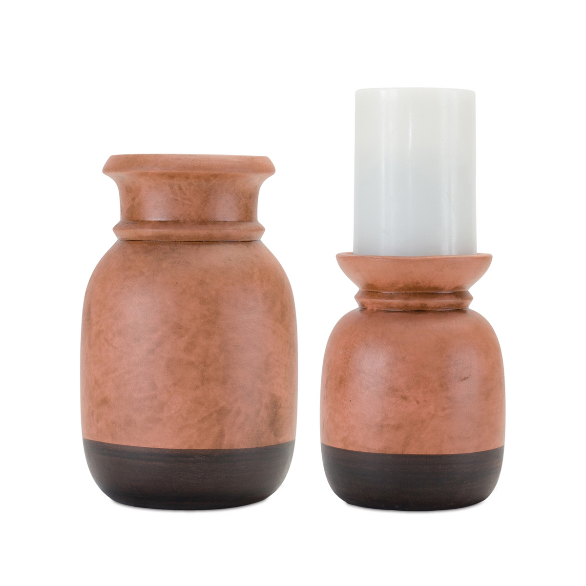Dual-Tone Ceramic Candle Holder (Set of 2) -Ship Only