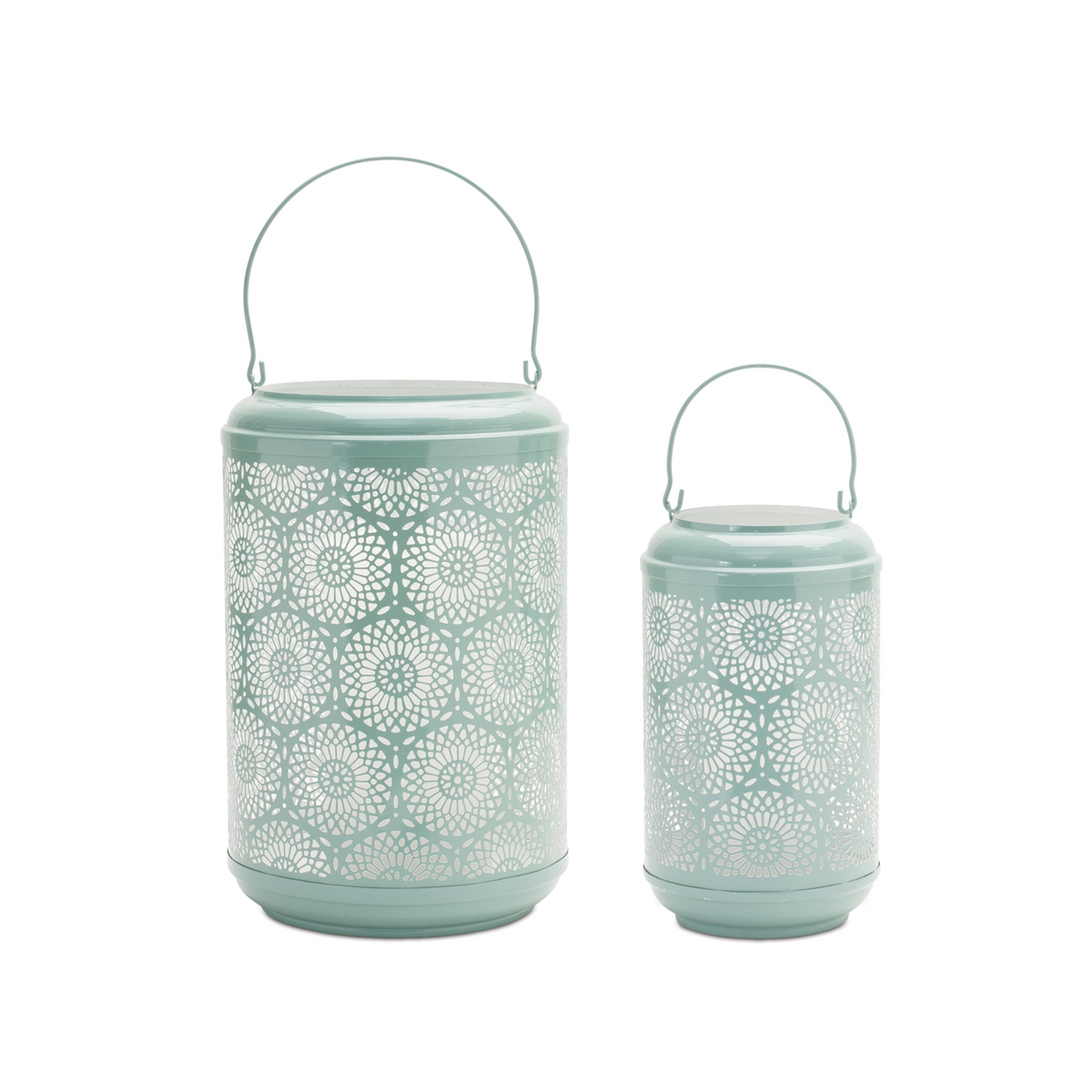 Punched Metal Lantern Candle Holder (Set of 2) -Ship Only