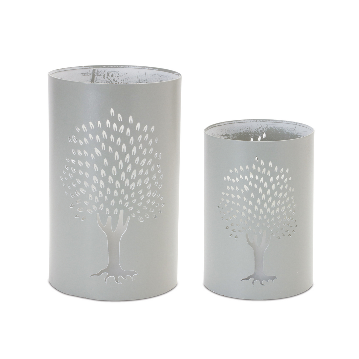 Punched Metal Tree Candle Holder (Set of 2) -Ship Only