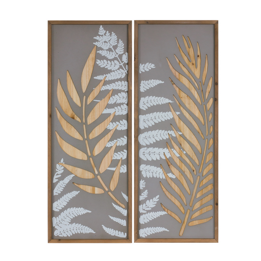 Wood Framed Fern Panel Wall Art (Set of 2) -Ship Only