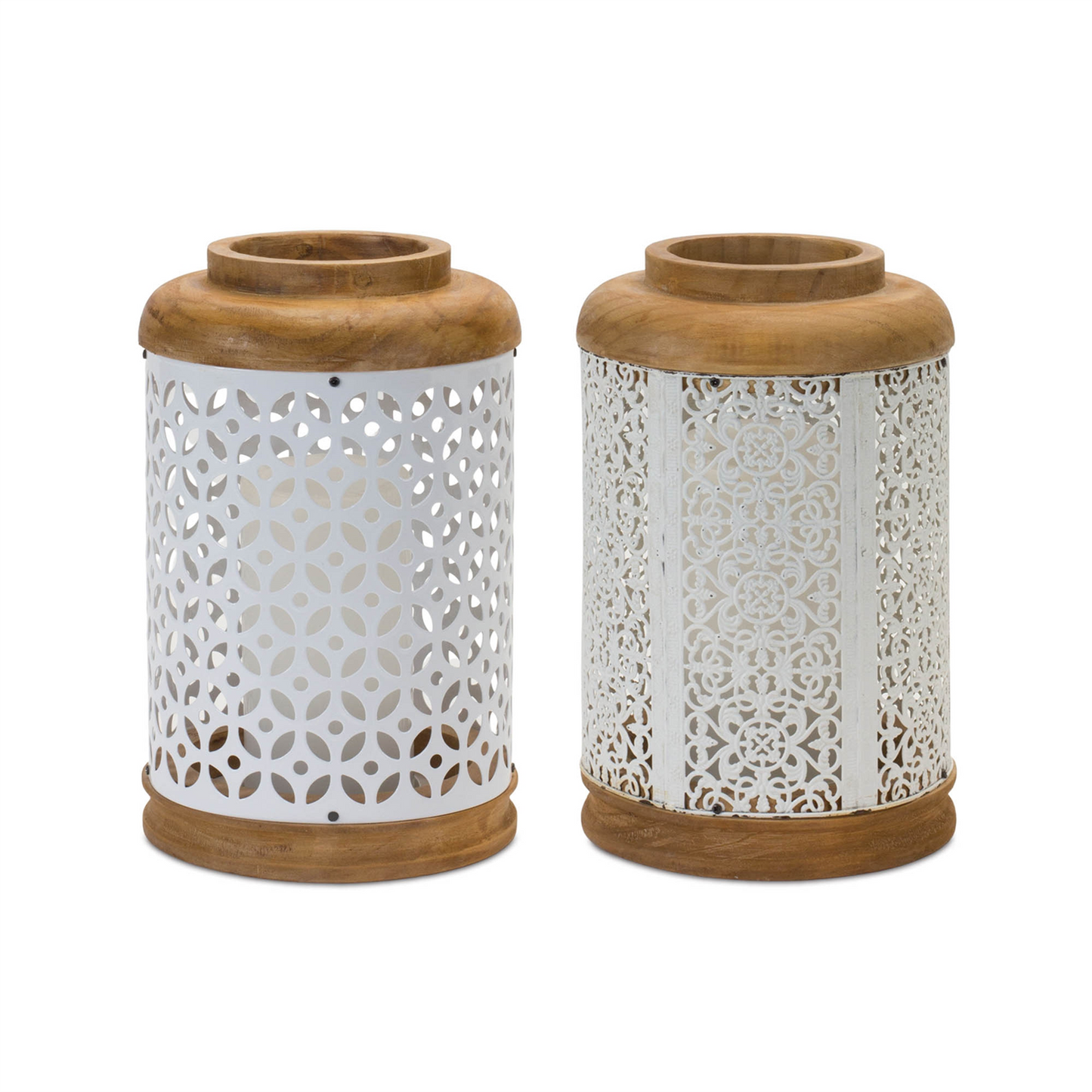 Geometric Punched Metal Lantern (Set of 2) -Ship Only