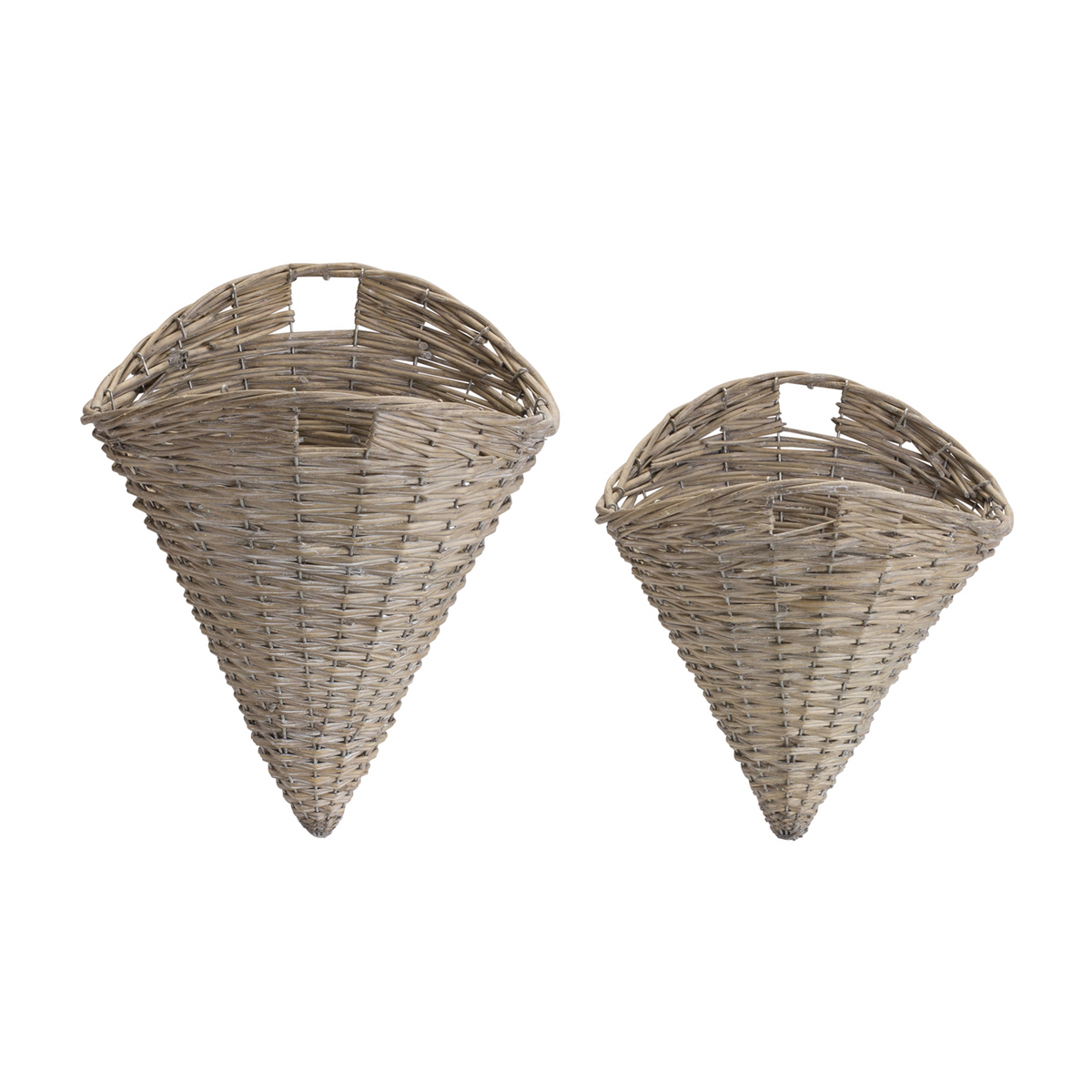 Grey Woven Willow Wall Basket (Set of 2) -Ship Only
