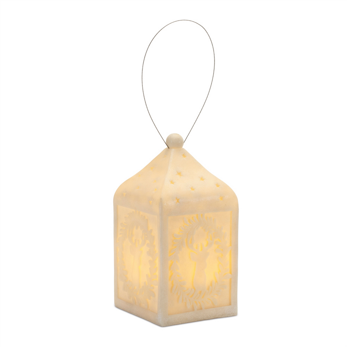 Holiday Deer Pendant Lantern 9"H -Ship Only