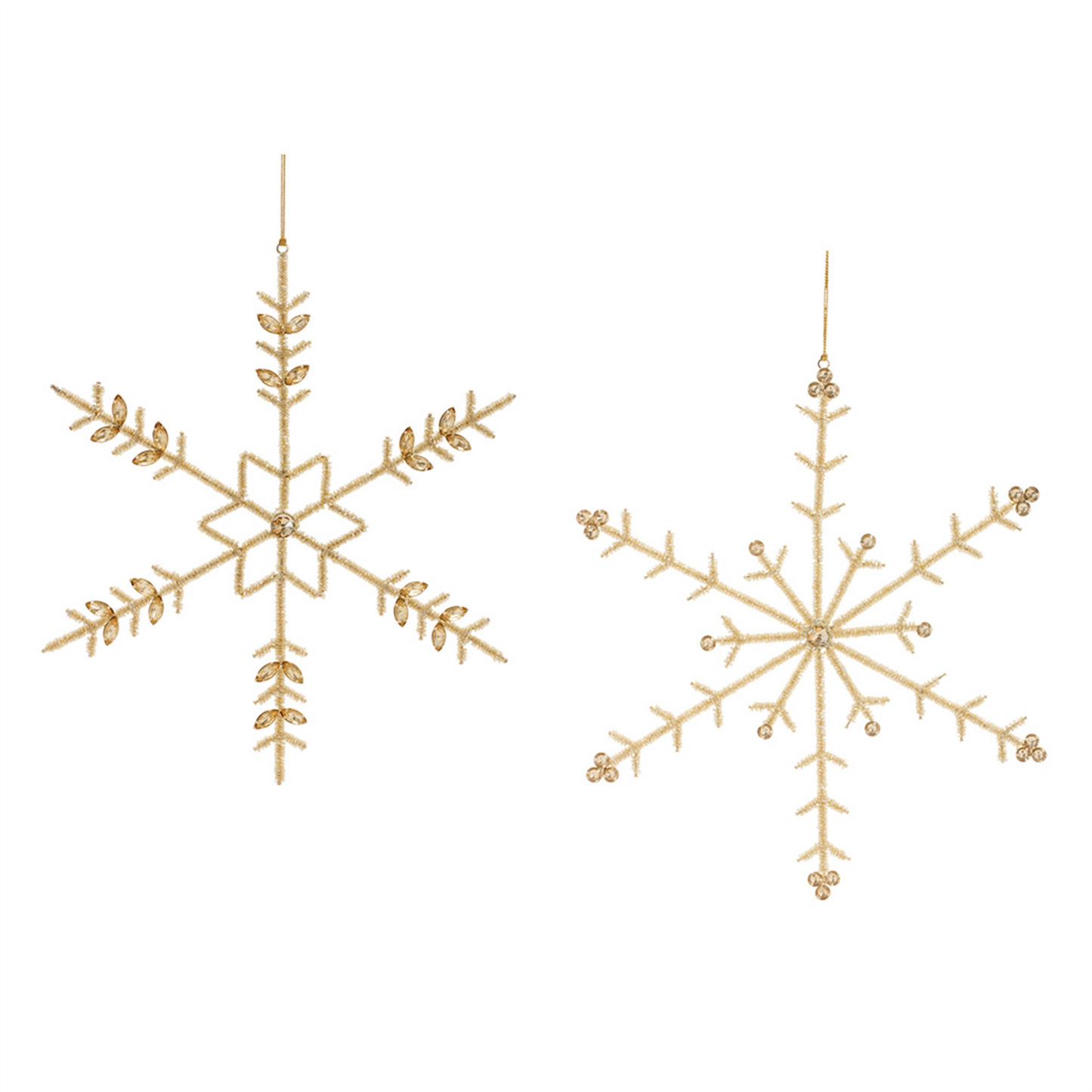 Gold Beaded Metal Snowflake Ornament (Set of 6) -Ship Only