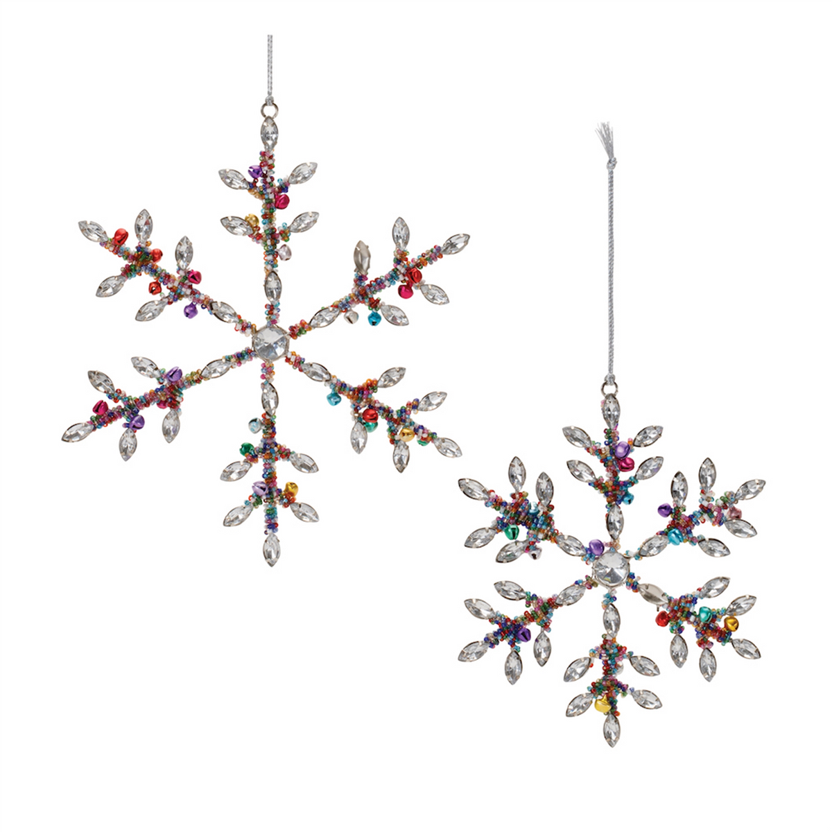Jewel Snowflake Ornament (Set of 12) 6"H, 8"H Iron/Glass Beads -Ship Only