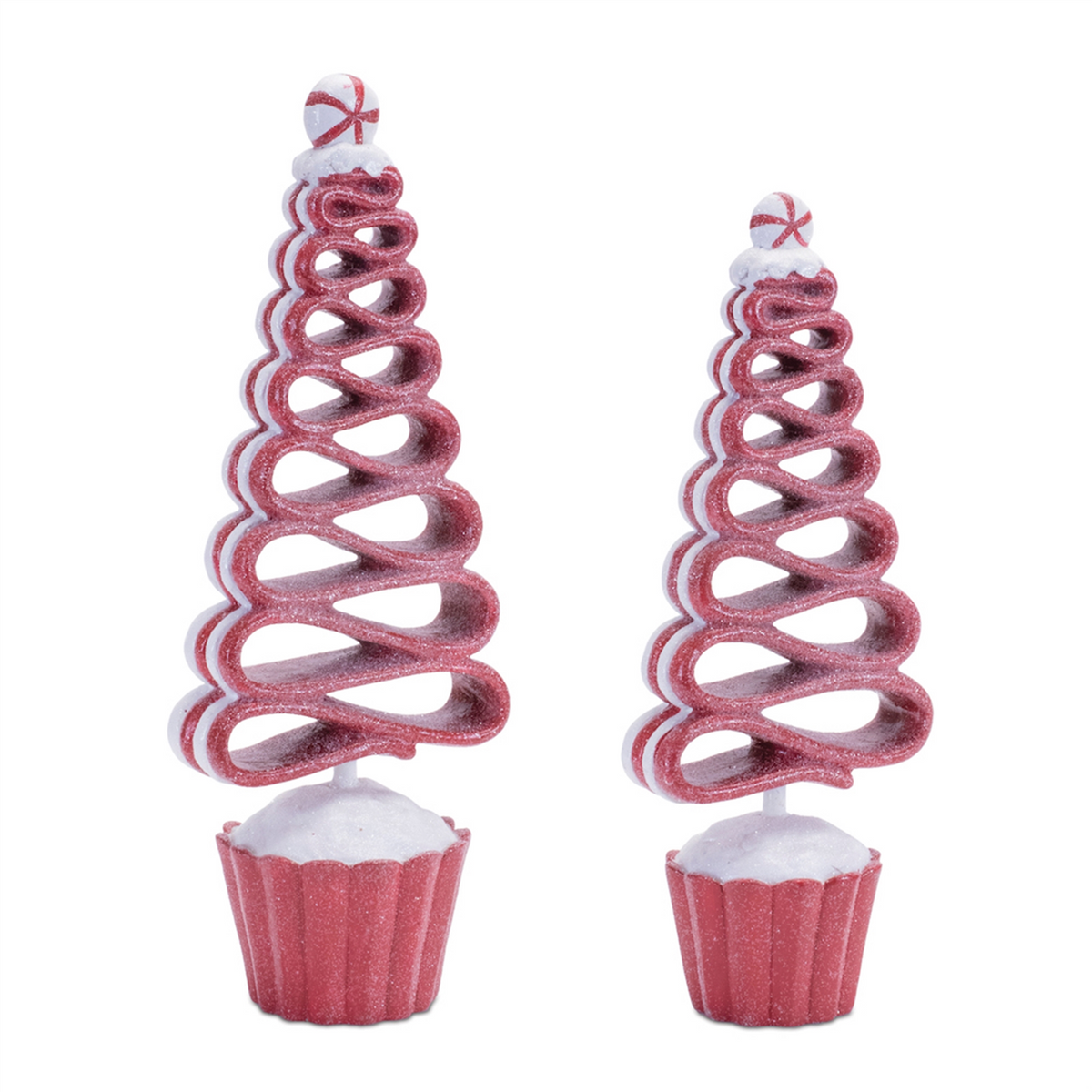 Glittered Ribbon Candy Tree (Set of 2) -Ship Only