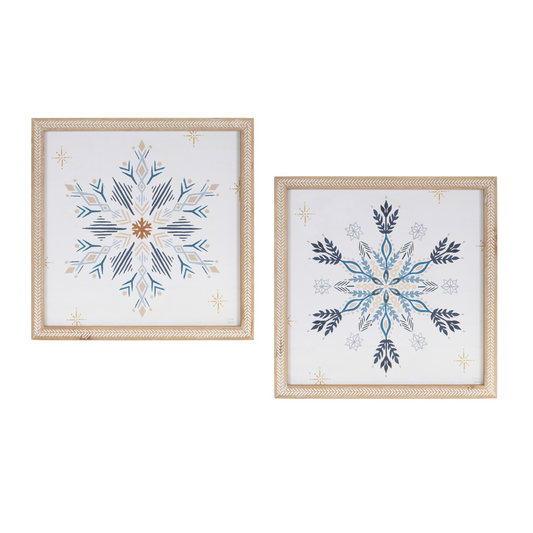 Framed Holiday Snowflake Print (Set of 2) -Ship Only