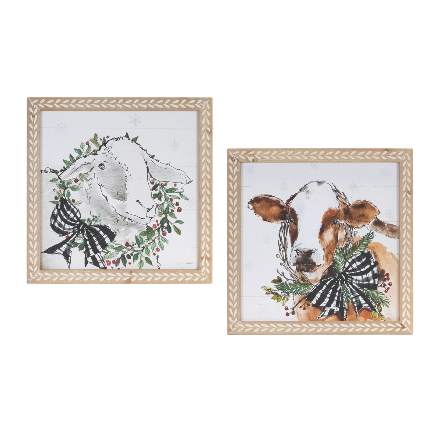 Framed Winter Farm Animal Print (Set of 2) -Ship Only