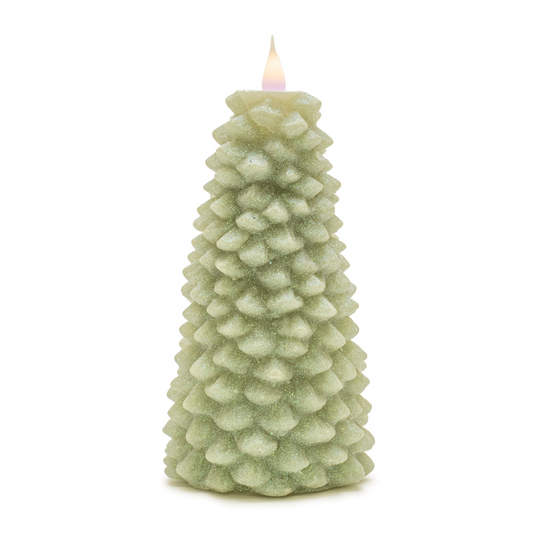 Glittered Pine Tree Candle 8"H -Ship Only