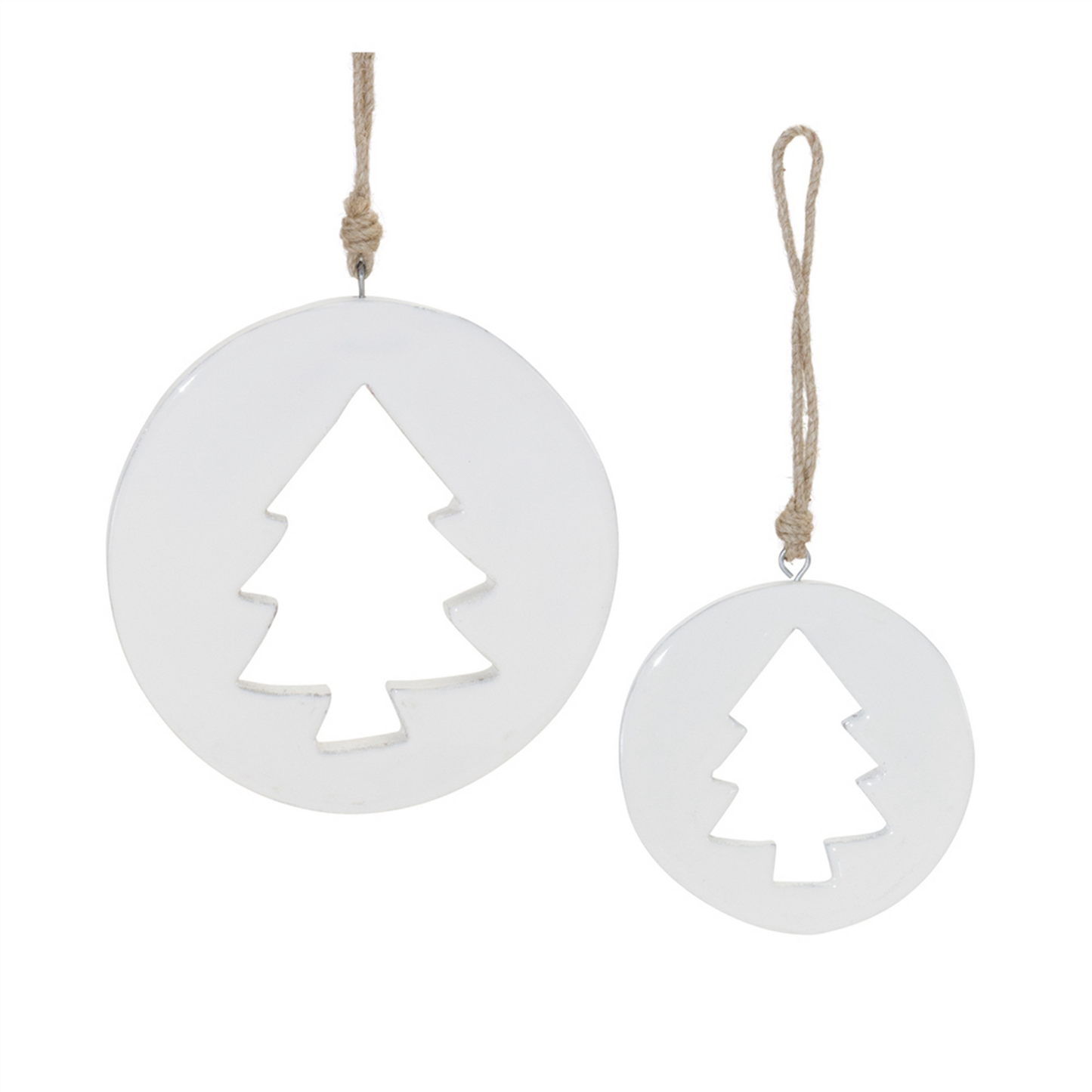 White Wood Pine Tree Cut-Out Ornament (Set of 12) -Ship Only