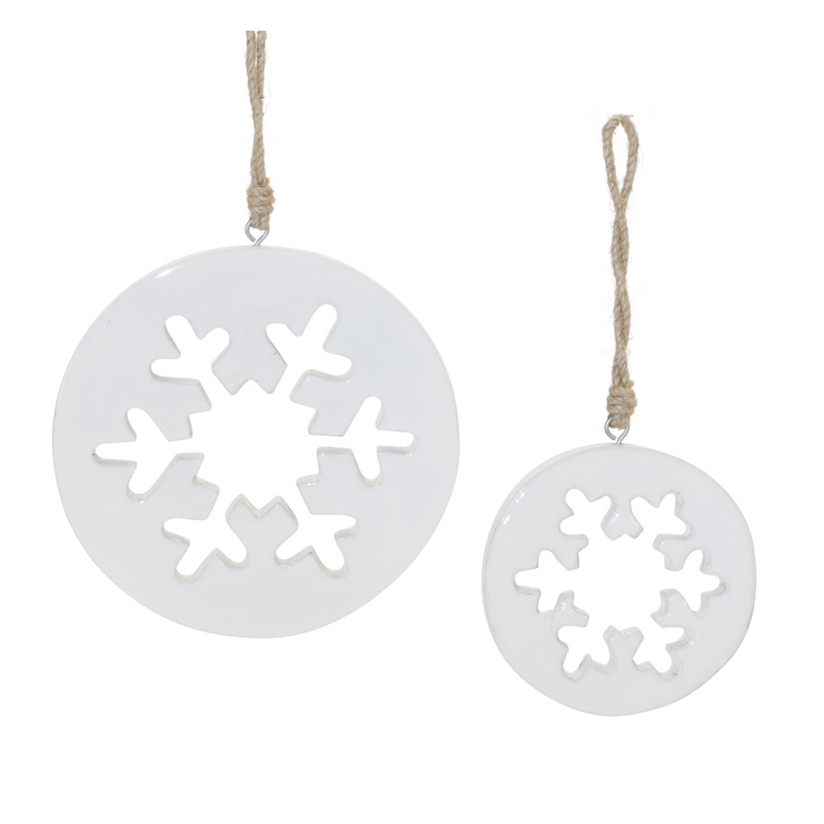 White Wood Snowflake Cut-Out Ornament (Set of 12) -Ship Only