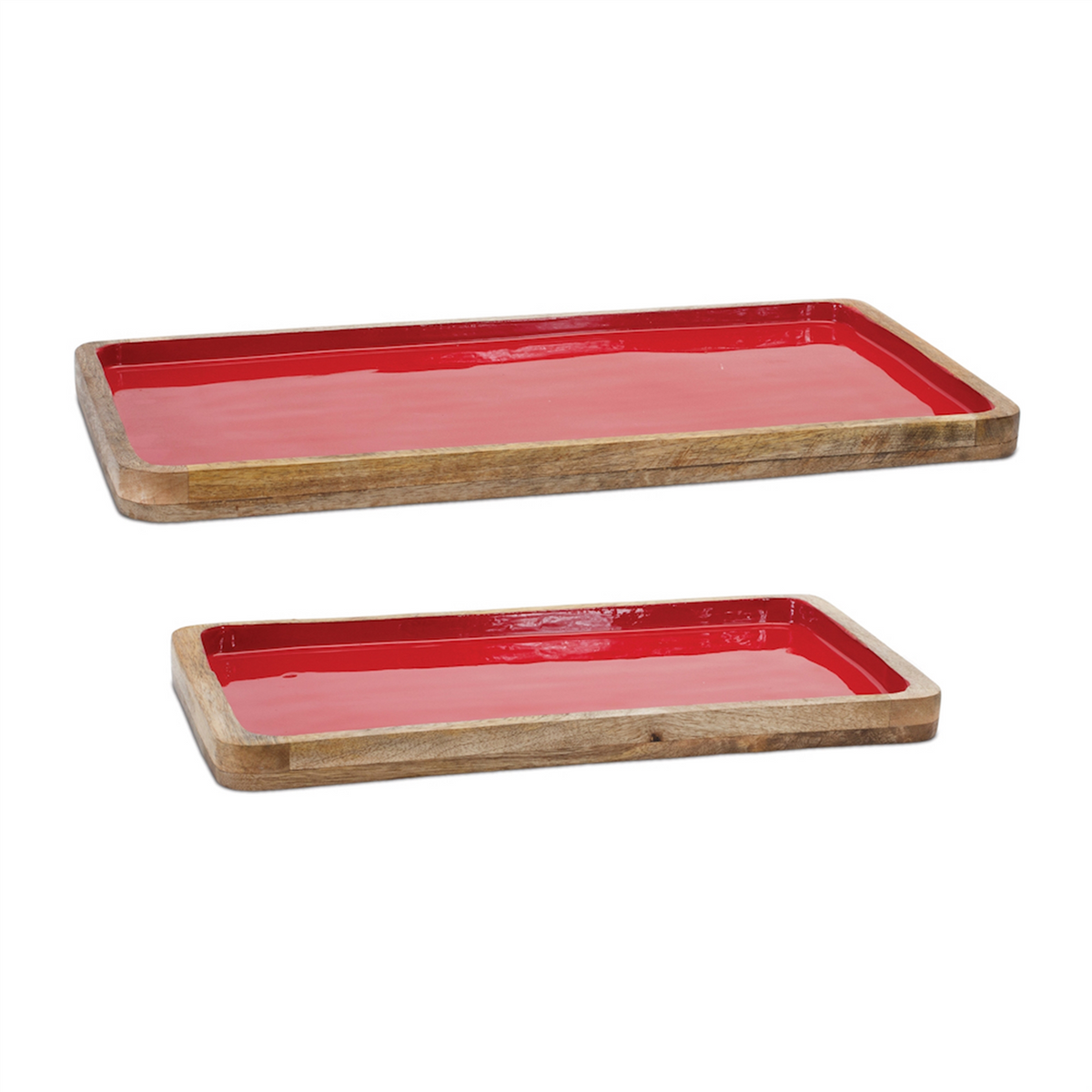 Tray (Set of 2) 16"L x 8"W, 20"L x 10"W Wood -Ship Only