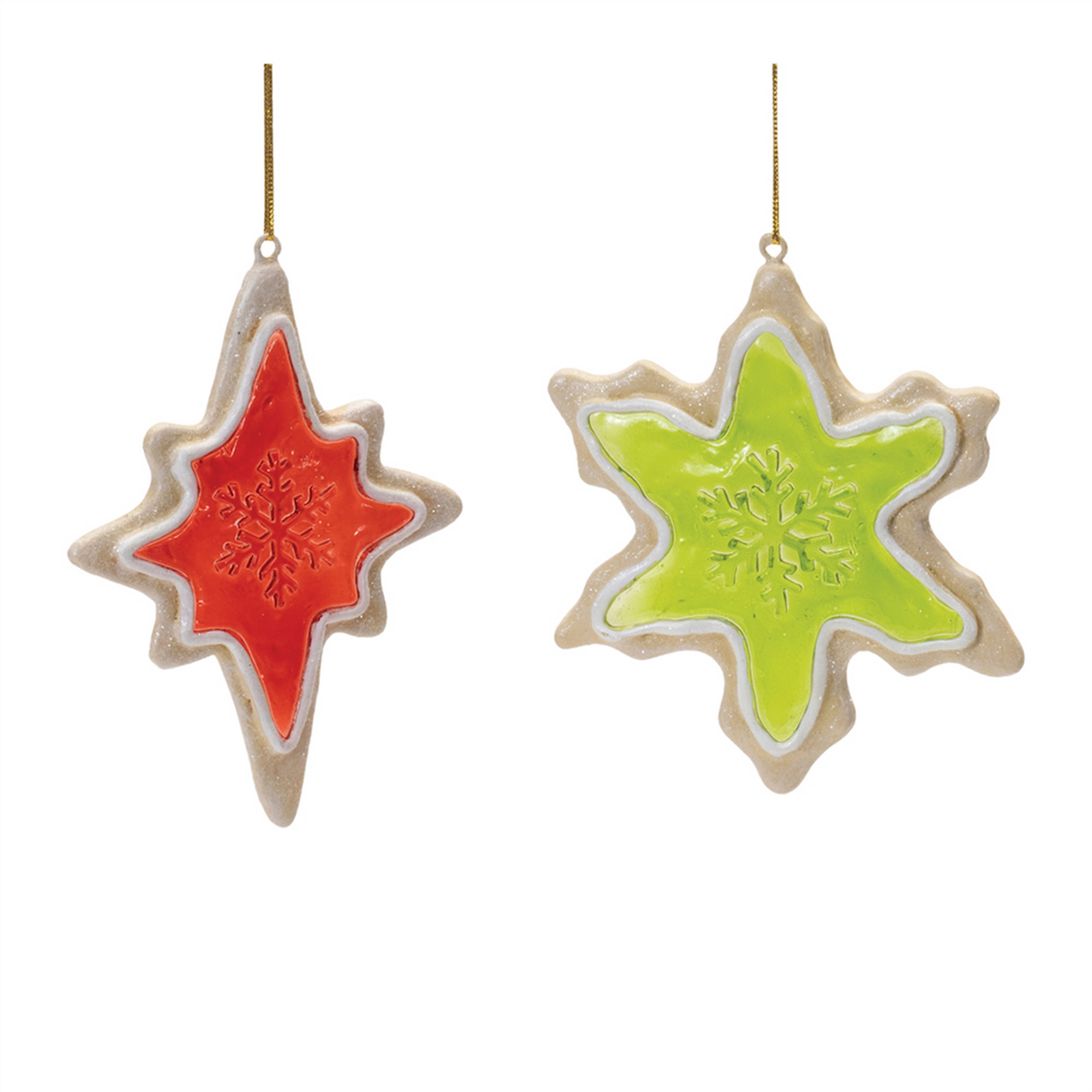 Frosted Cookie Star and Snowflake Ornament (Set of 6) -Ship Only