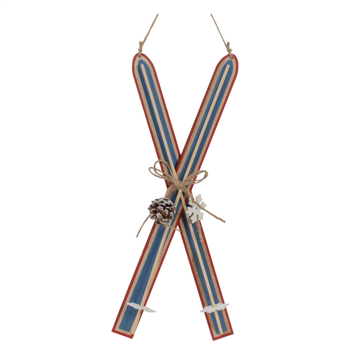 Ski Ornament (Set of 2) 15.5”H Wood/Jute -Ship Only
