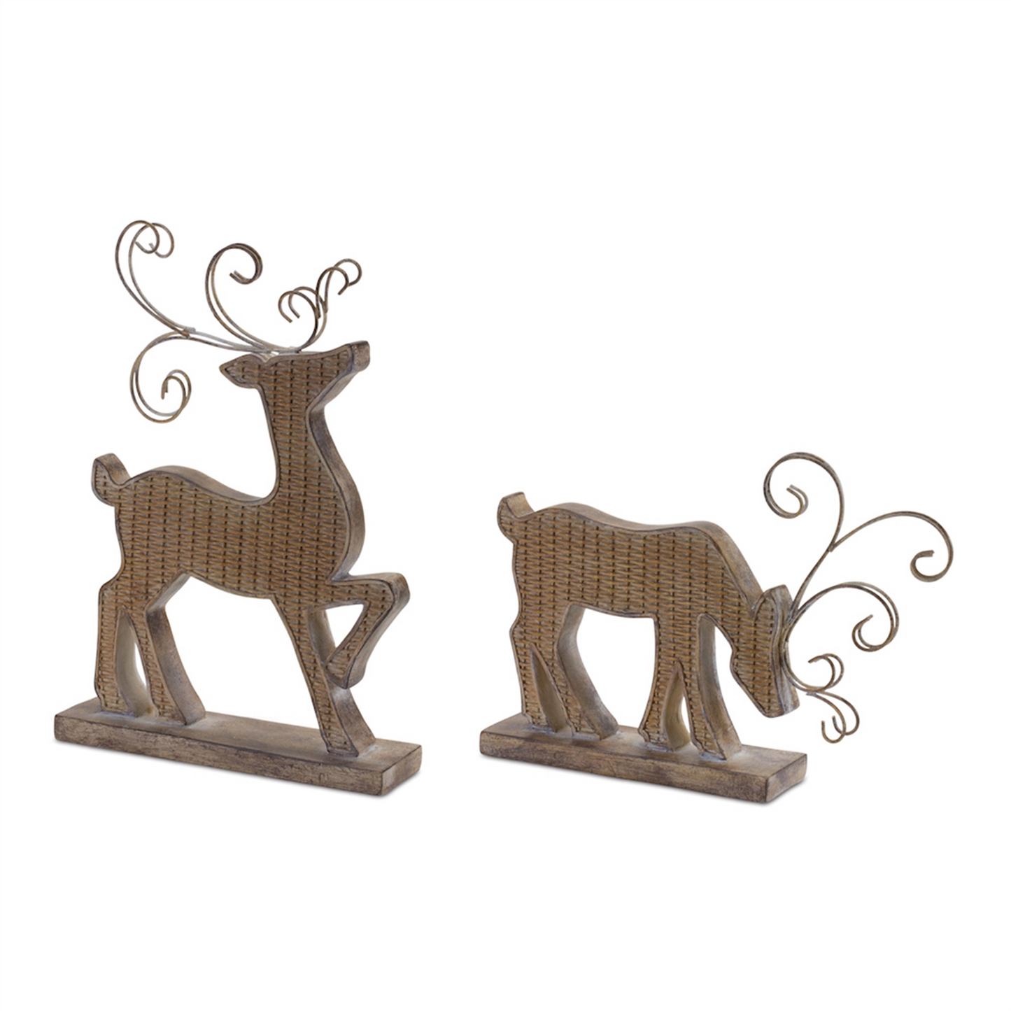 Wicker Design Deer Silhouette Decor (Set of 2) -Ship Only