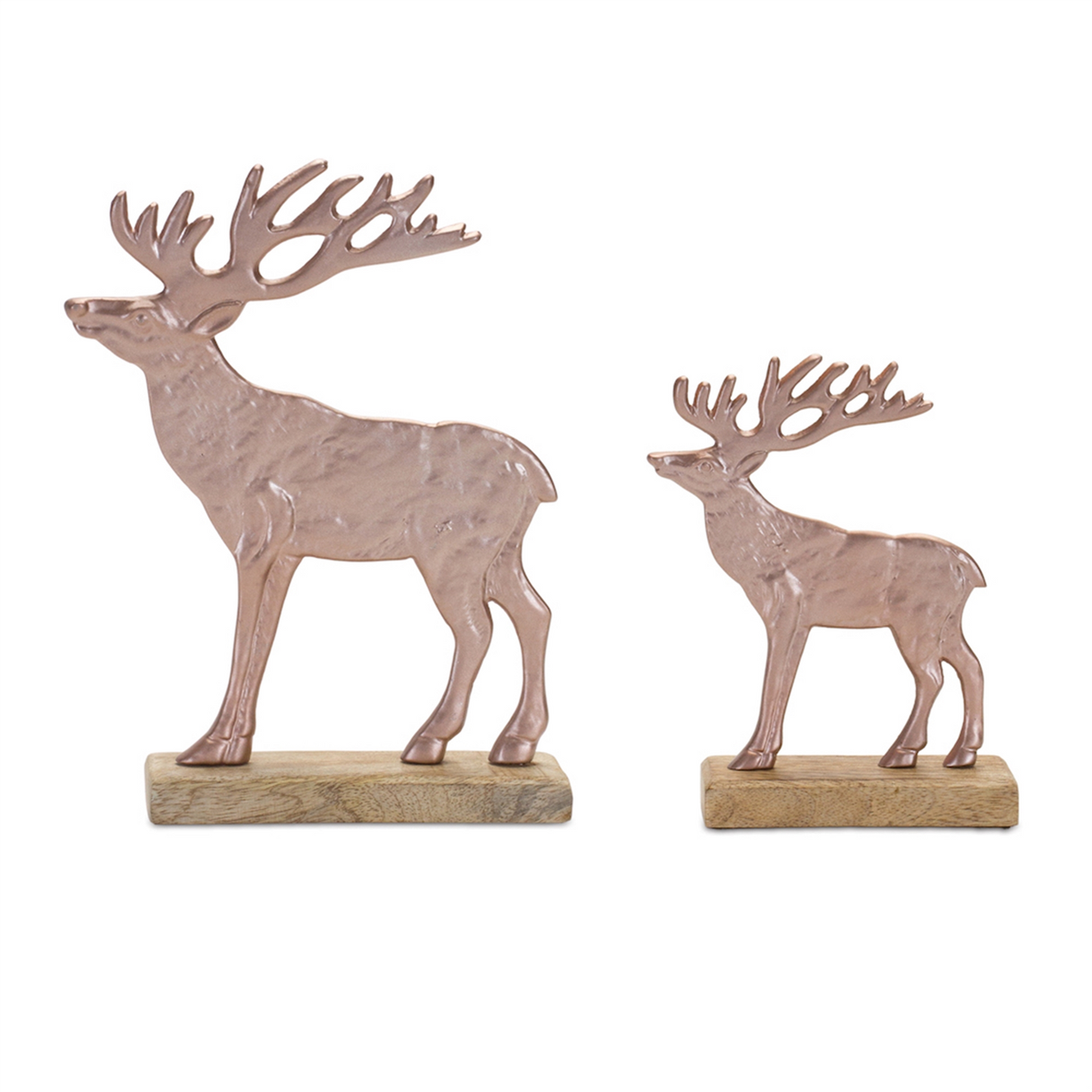 Metal Deer Silhouette with Wood Base (Set of 2) -Ship Only