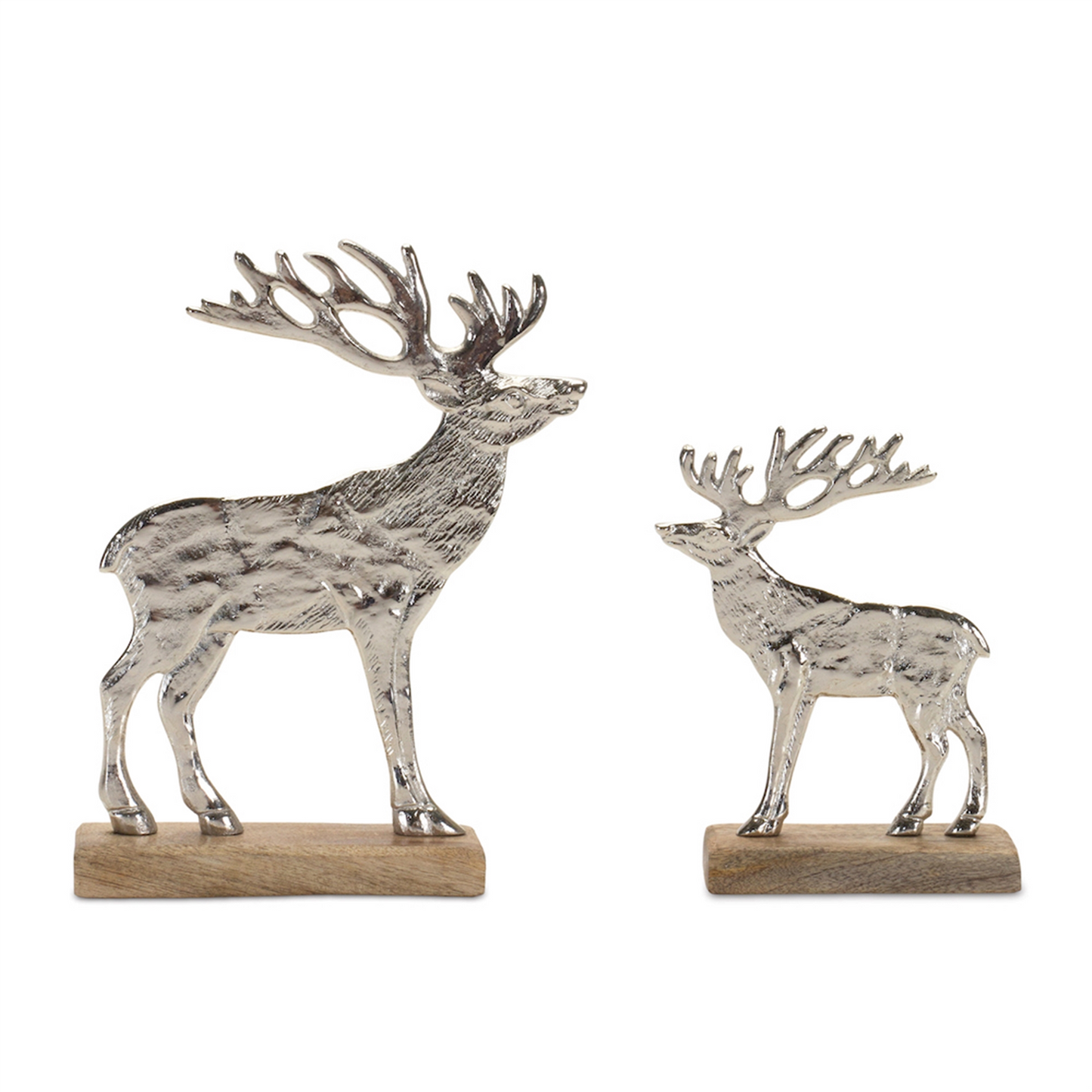 Metal Deer Silhouette with Wood Base (Set of 2) -Ship Only