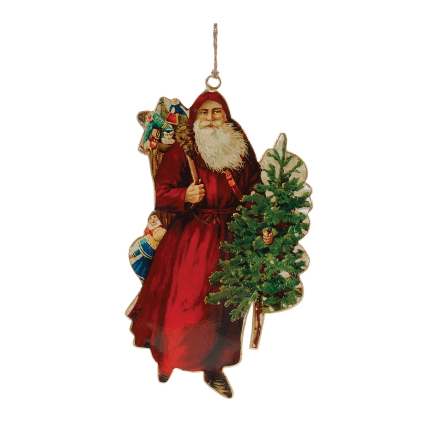 Vintage Metal Santa Ornament (Set of 6) -Ship Only