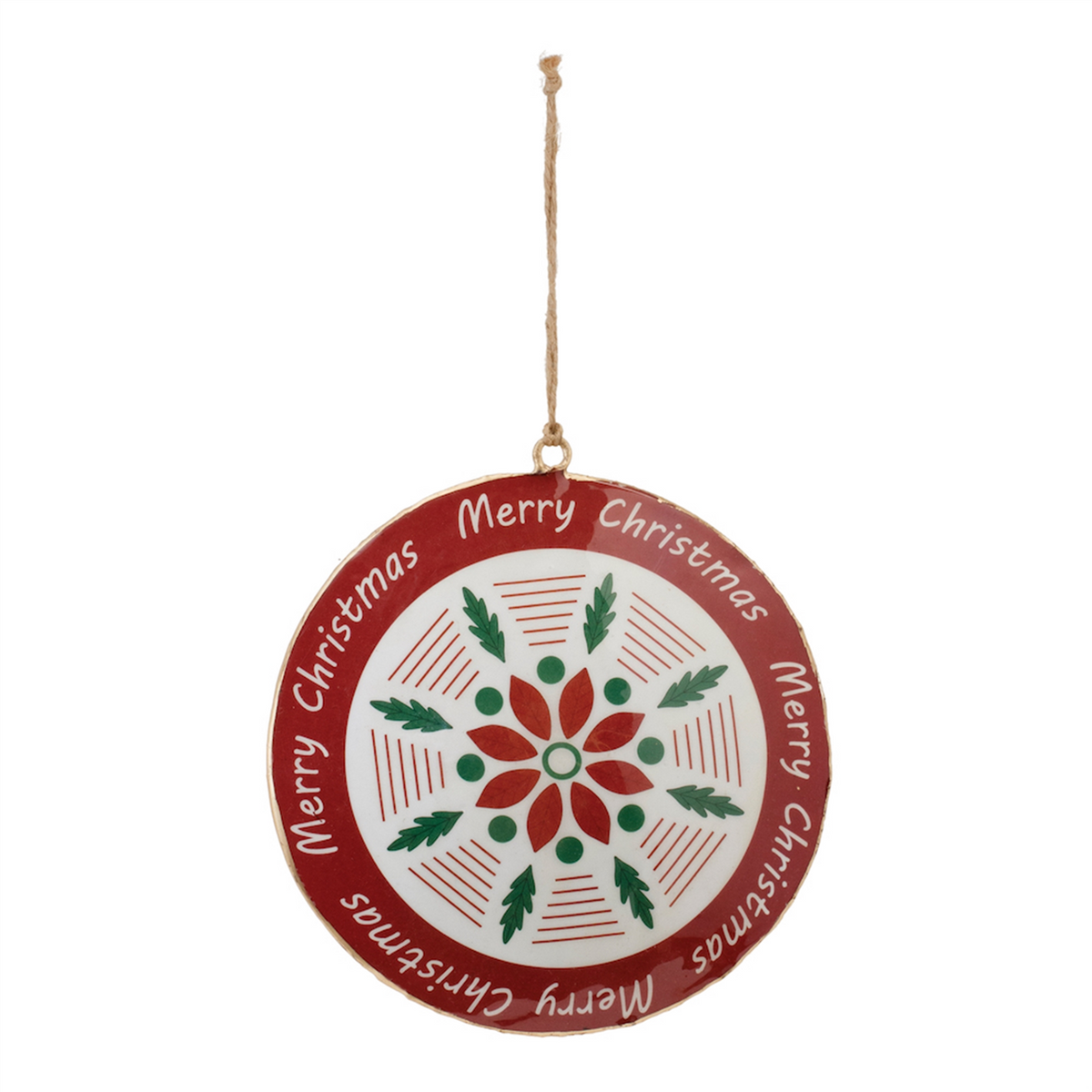 Metal Merry Christmas Snowflake Disc Ornament (Set of 6) -Ship Only