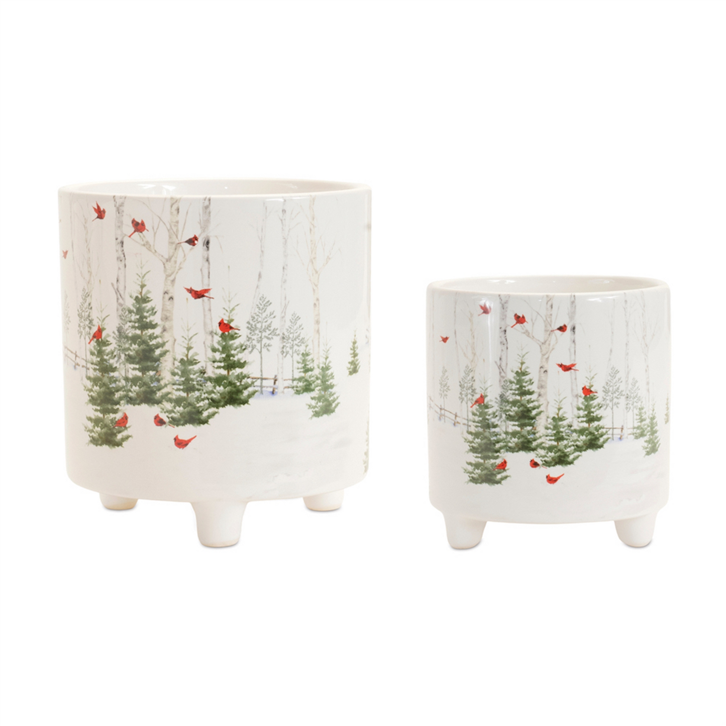 Winter Cardinal Forest Planter (Set of 2) -Ship Only