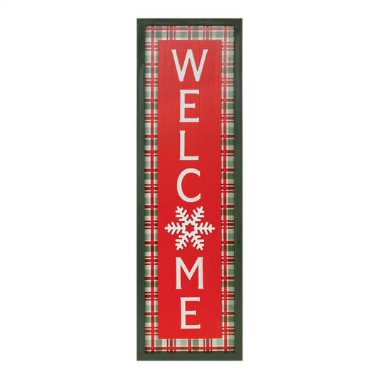 Framed Winter Welcome Sign 31.5"H -Ship Only