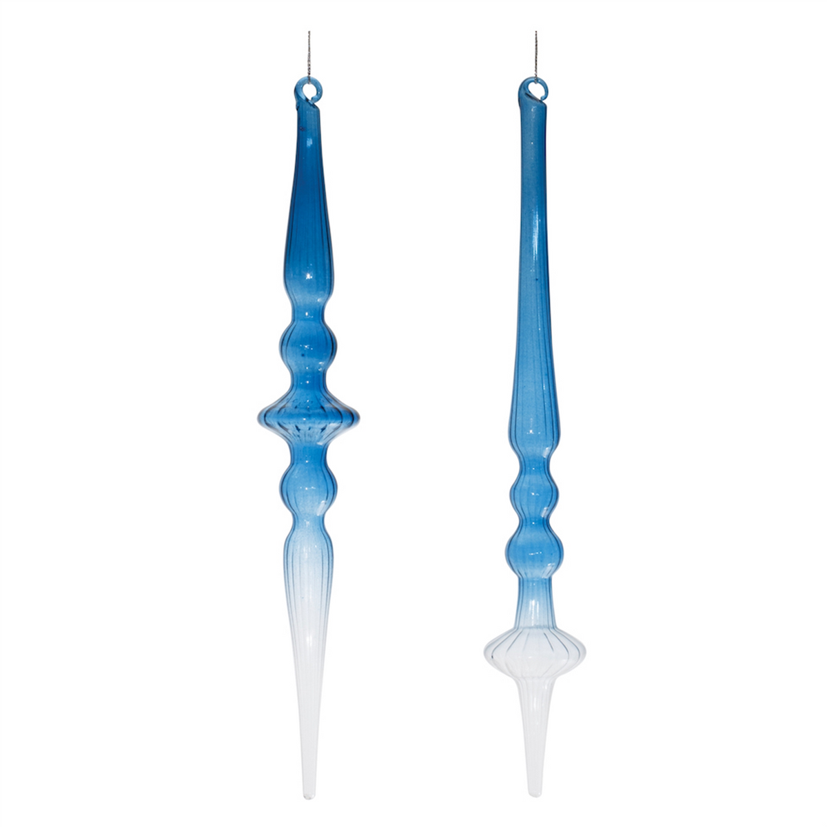 Blue Ombre Glass Finial Drop Ornament (Set of 12) -Ship Only
