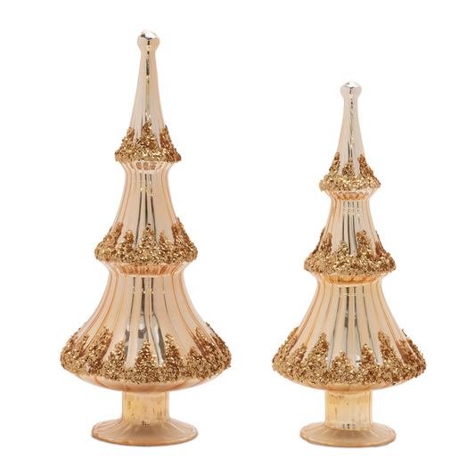 Tree (Set of 2) 12.5"H, 14.5"H Glass