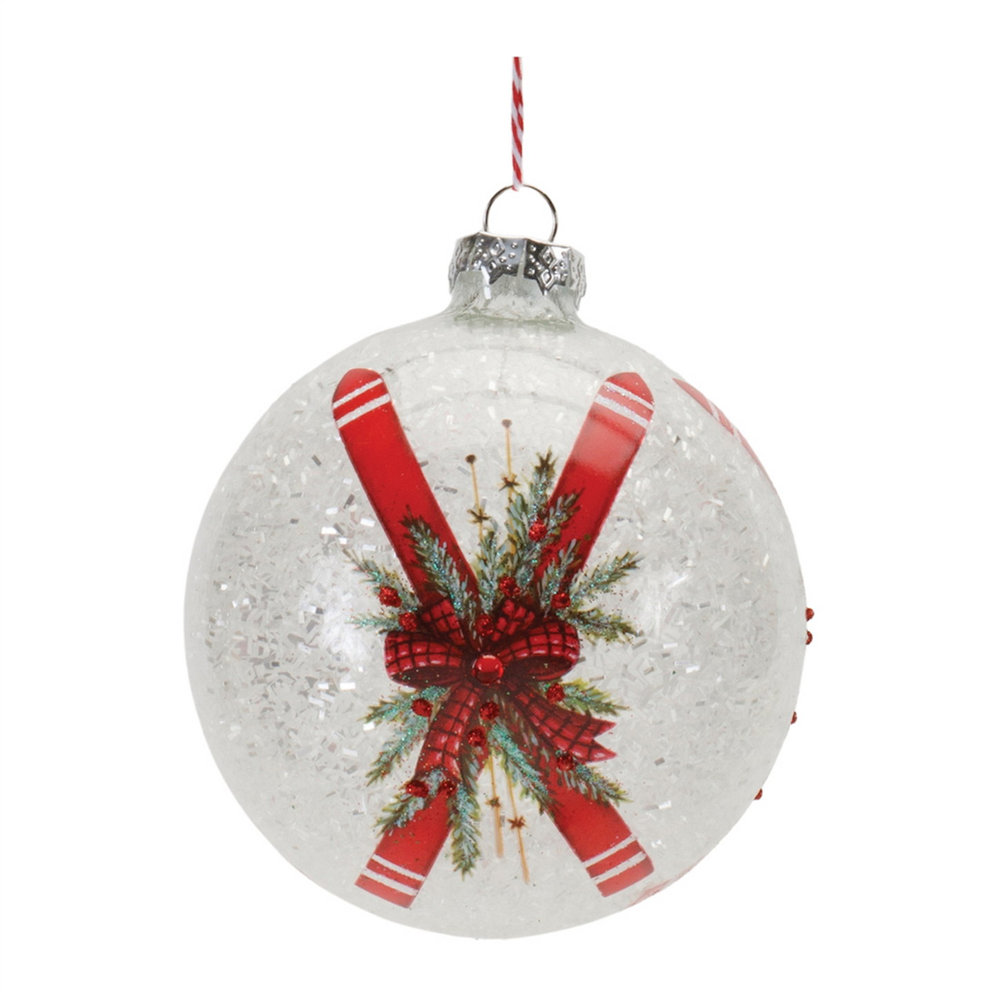Frosted Glass Ski Ball Ornament (Set of 6) -Ship Only