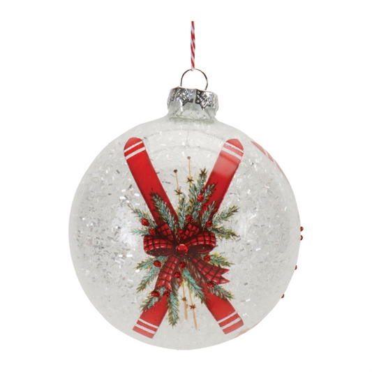 Frosted Glass Ski Ball Ornament (Set of 6) -Ship Only