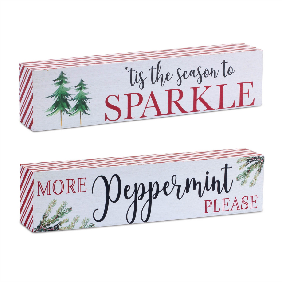 Holiday Peppermint Sentiment Sign (Set of 2) -Ship Only