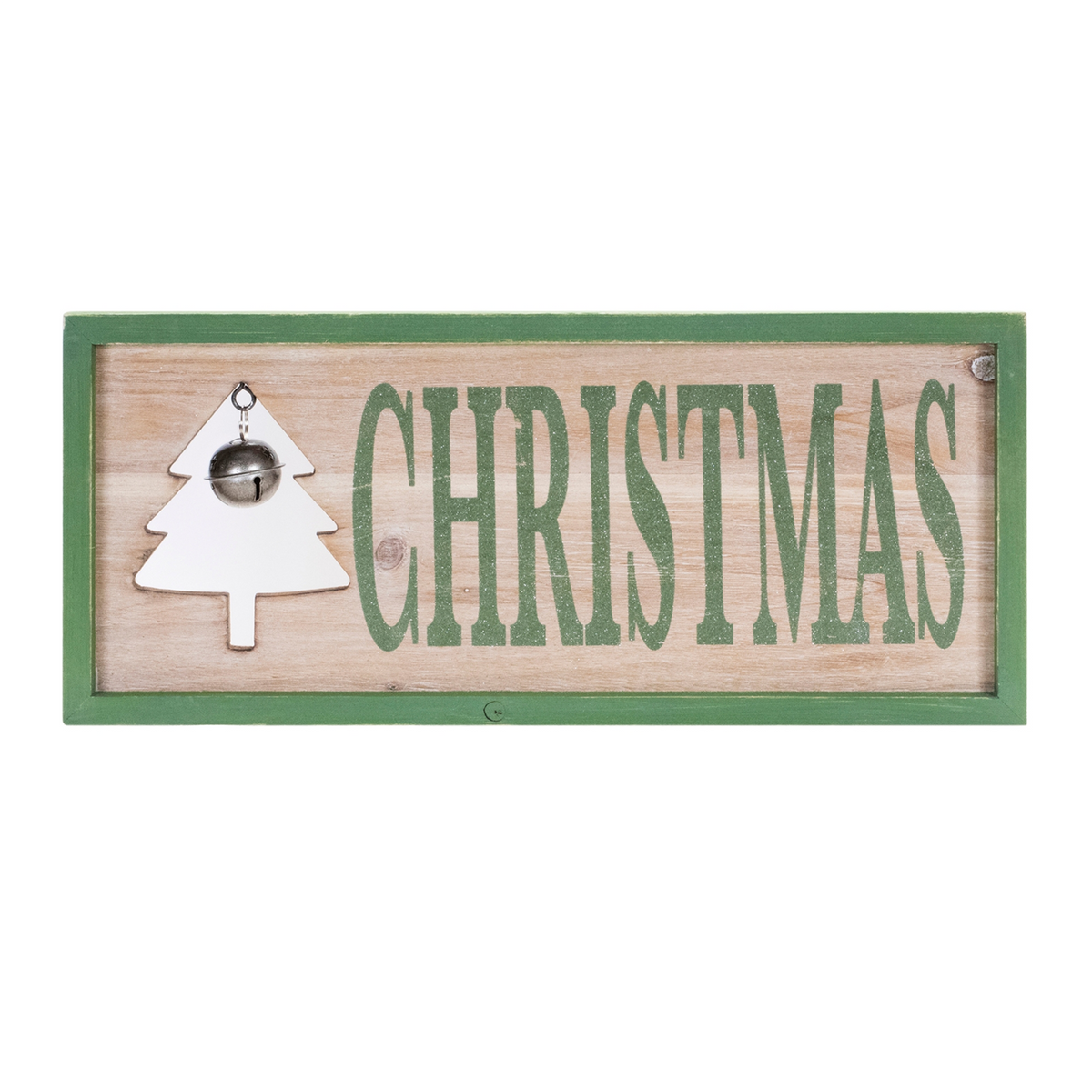 Wood Framed Christmas Bell Sign 18"L -Ship Only