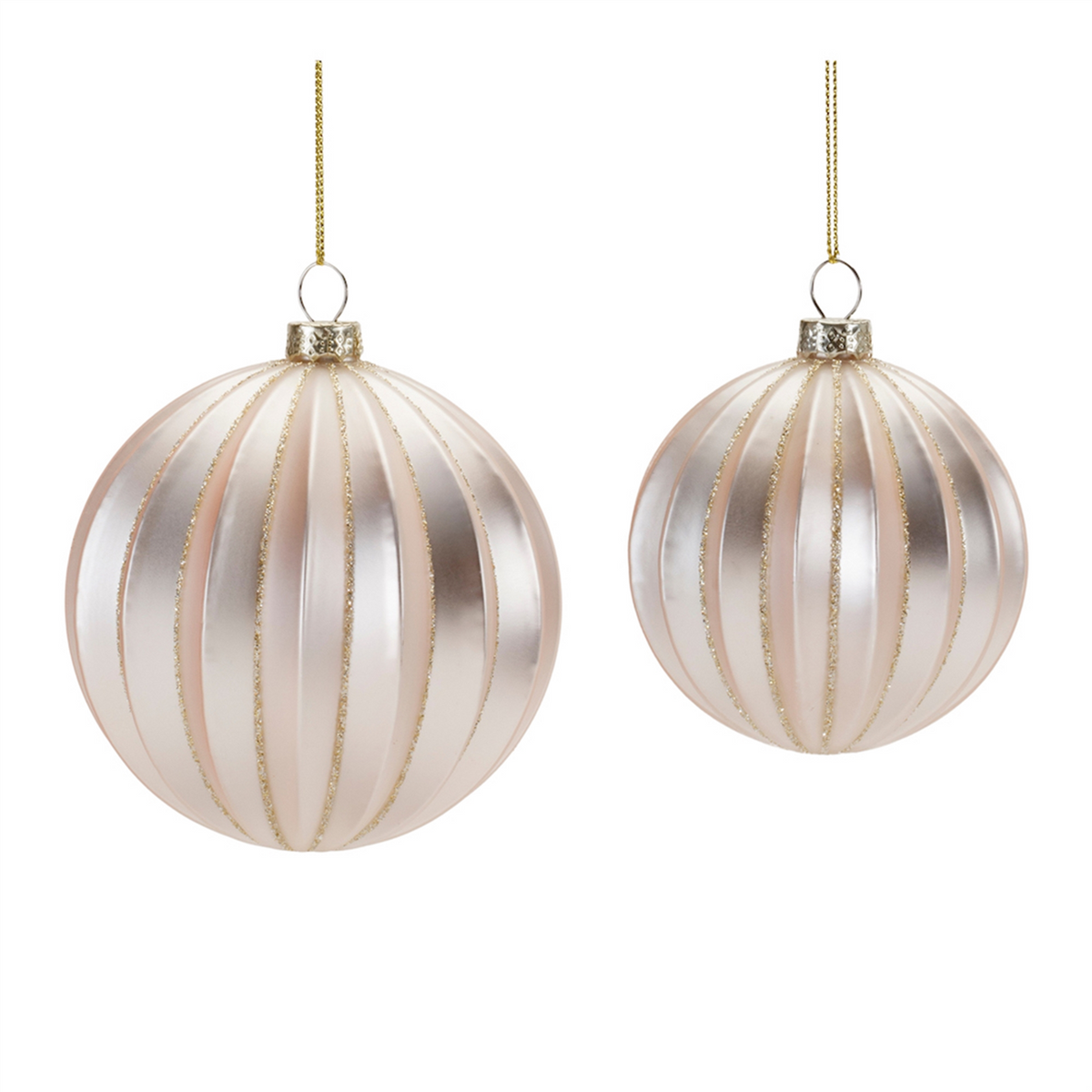 Metallic Ribbed Glass Ball Ornament (Set of 6) -Ship Only