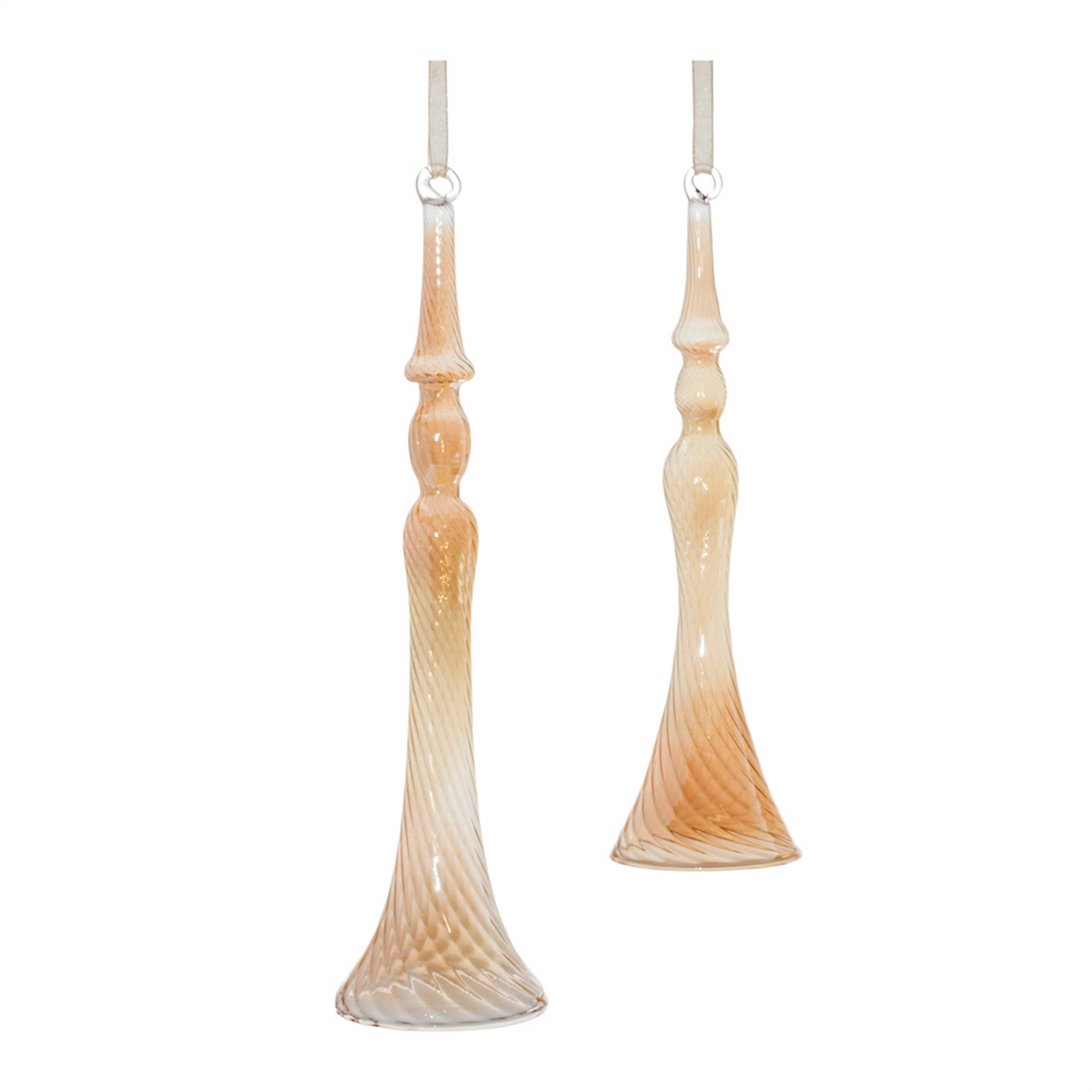 Amber Ombre Swirl Glass Drop Ornament (Set of 12) -Ship Only