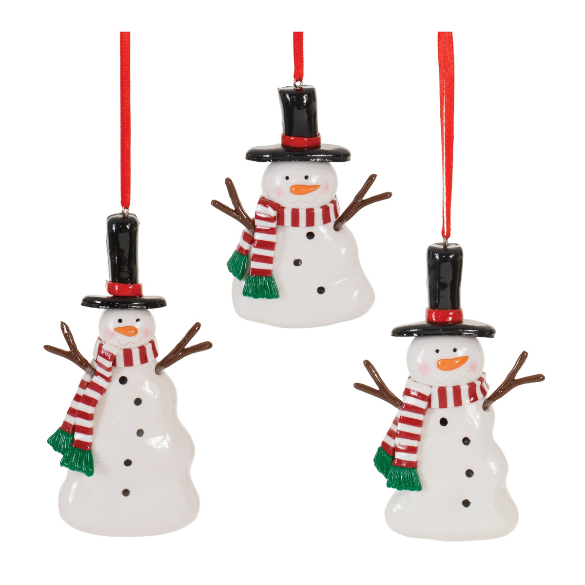Snowman Ornament (Set of 24) 3"H, 4"H, 4.25"H Clay Dough -Ship Only