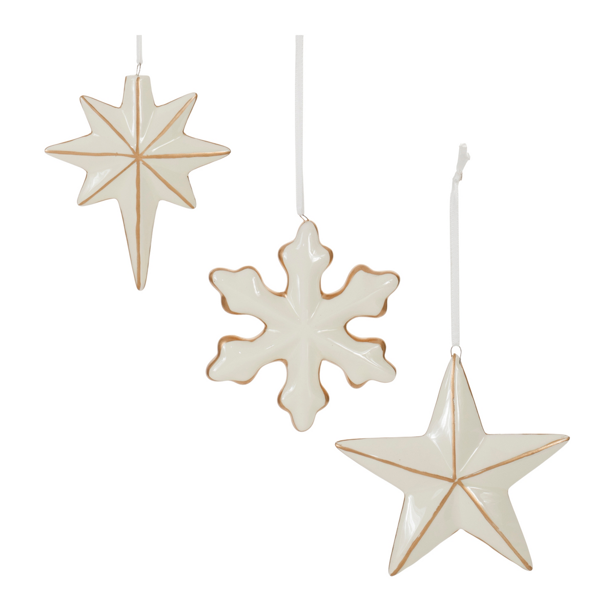 Ceramic Star and Snowflake Ornament (Set of 6) -Ship Only